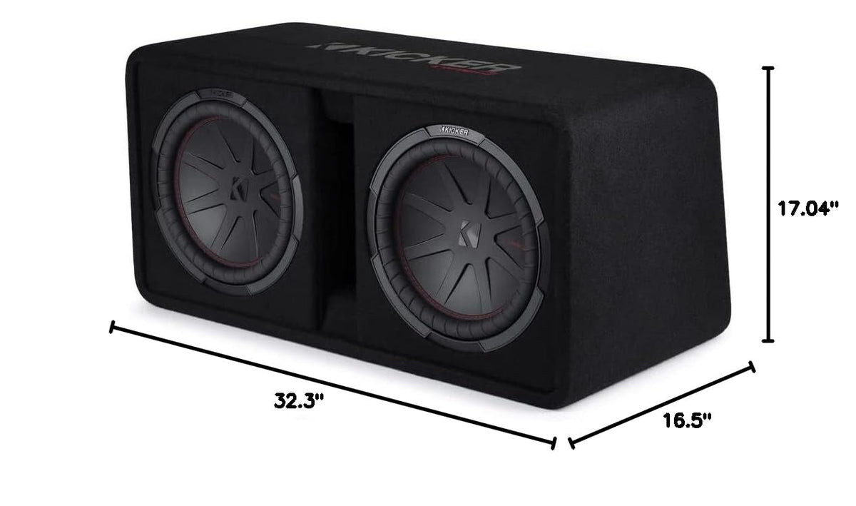 Dual 12" 1000W RMS 2 Ohm Loaded Subwoofer Enclosure & Amp Package Z547975