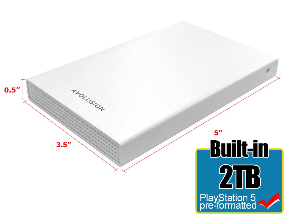 2TB USB 3.0 Portable External Gaming Hard Drive White A3197