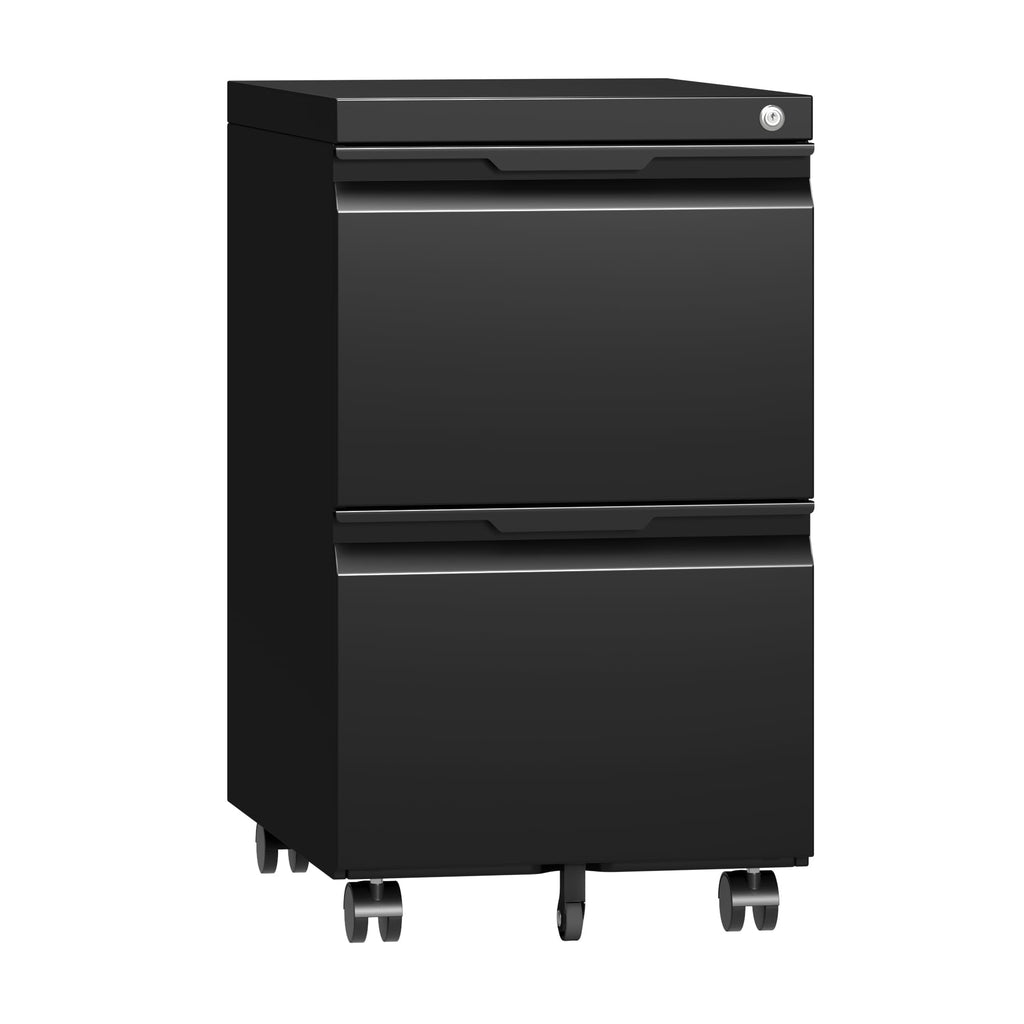 2 Drawer Black File Cabinet with Lock L1283