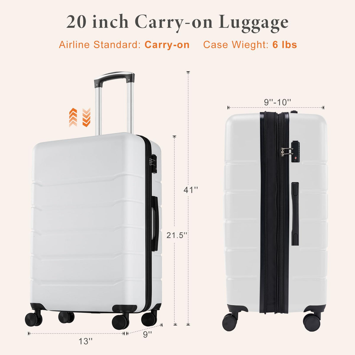 20 Inch Carry On Luggage with Spinner Wheels Q62081