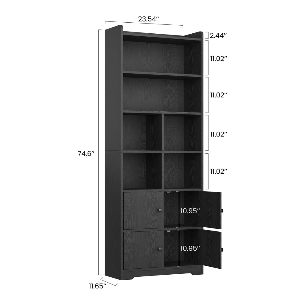 74.6" Tall 6-Tier Bookshelf with Doors V593