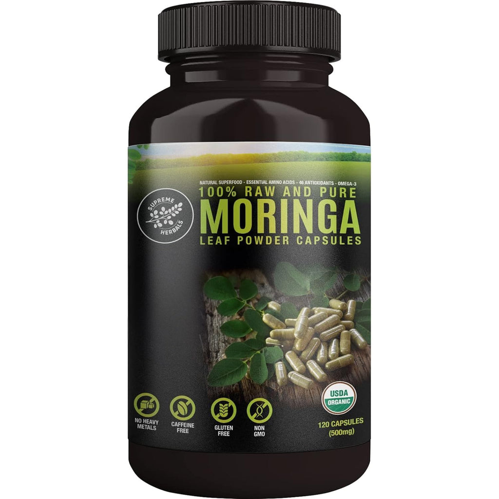Organic Moringa Leaf Powder Capsules 500mg 120 Capsules H85967