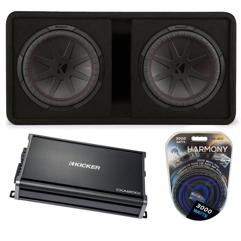 Dual 12" 1000W RMS 2 Ohm Loaded Subwoofer Enclosure & Amp Package Z547975