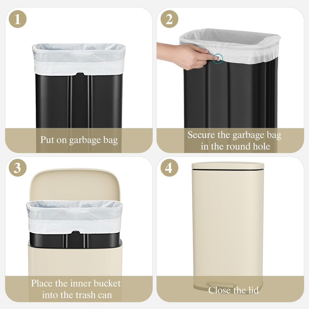 13.2 Gallon 50L Stainless Steel Step Trash Can O14281
