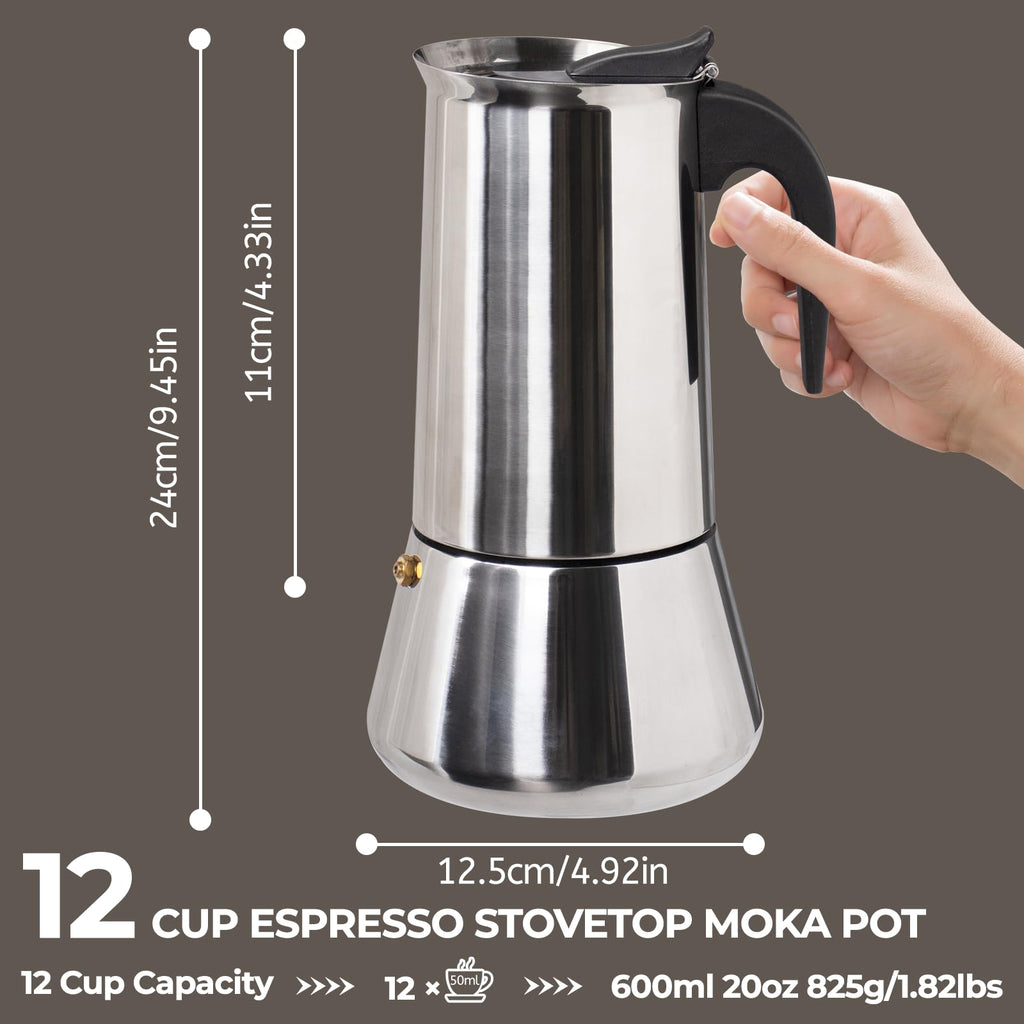 12 Cup Stainless Steel Moka Pot M9609