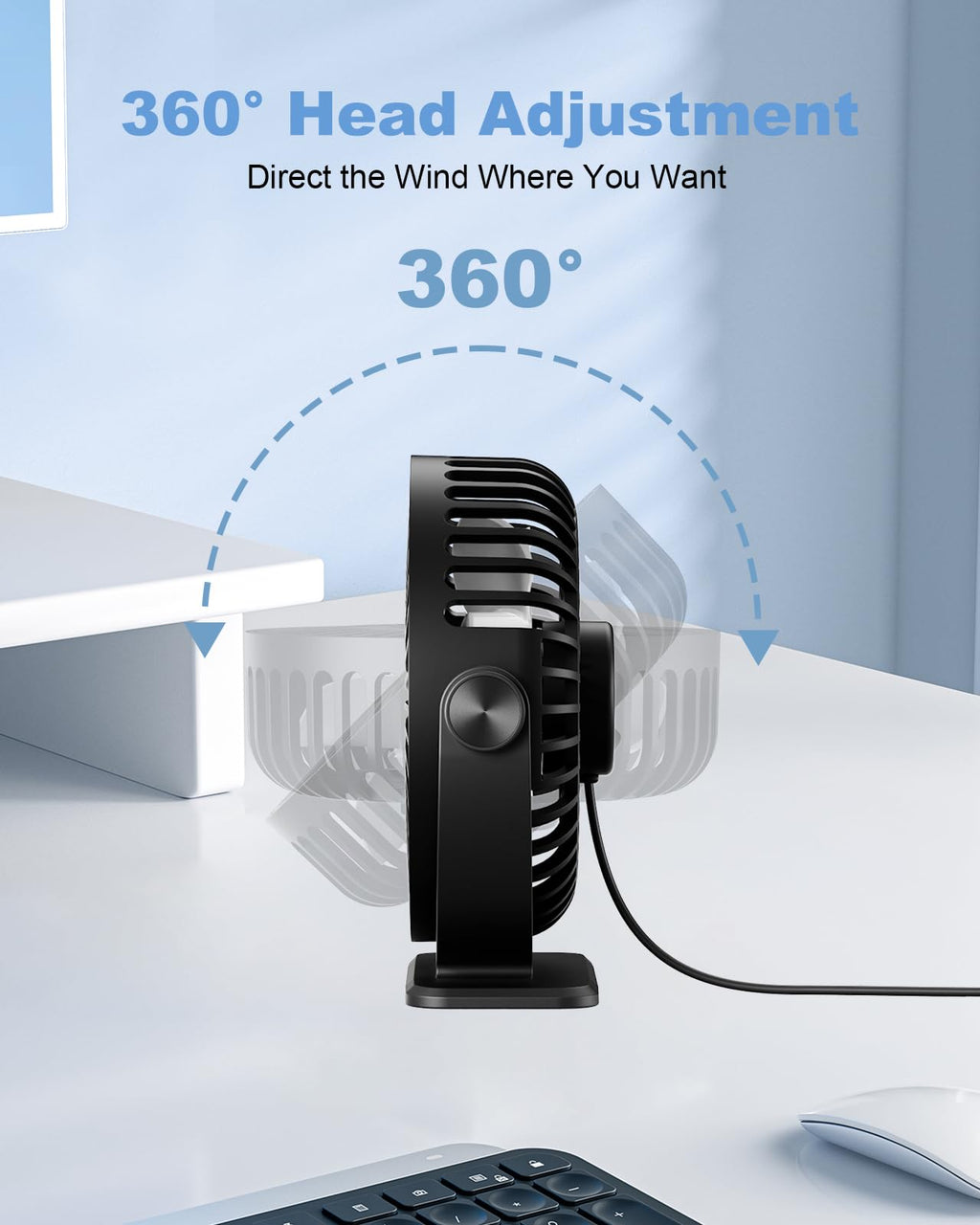 Black 2 Pack USB Powered Mini Desk Fan W31268