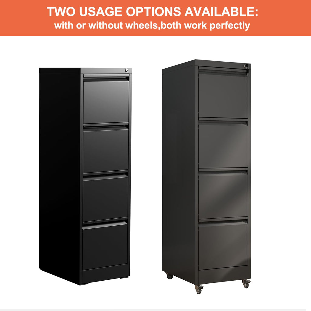 4 Drawer Black Metal File Cabinet with Lock K748