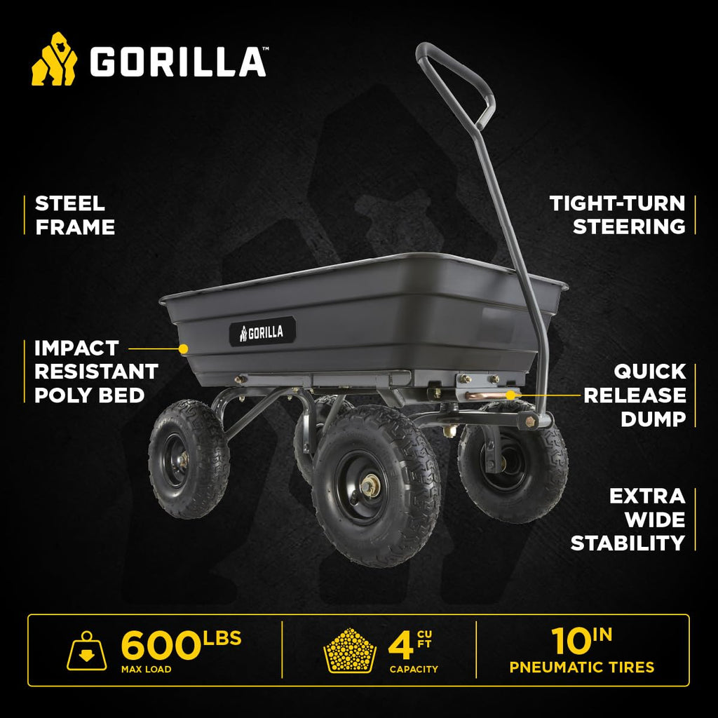 Poly Dump Cart 600 lb. Capacity 4 Cu ft I82445