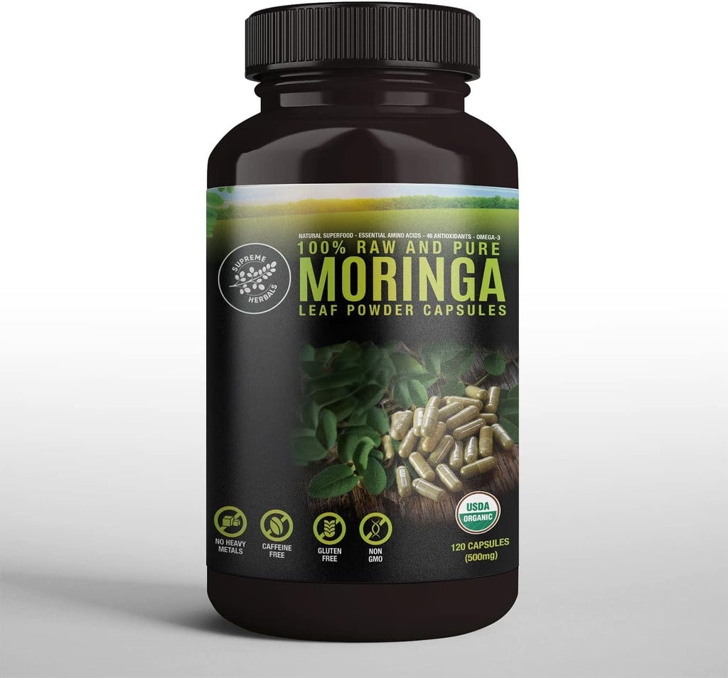 Organic Moringa Leaf Powder Capsules 500mg 120 Capsules H85967