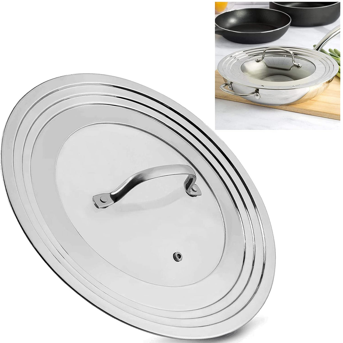 Stainless Steel Universal Lid for Pots, Pans and Skillets C75683