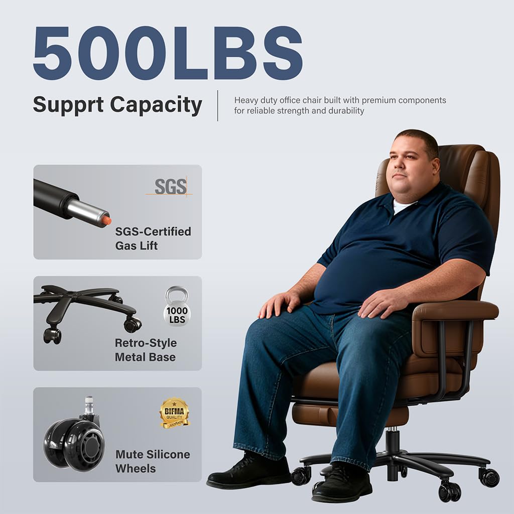 Big and Tall 500LBS Reclining Office Chair with Footrest V53956