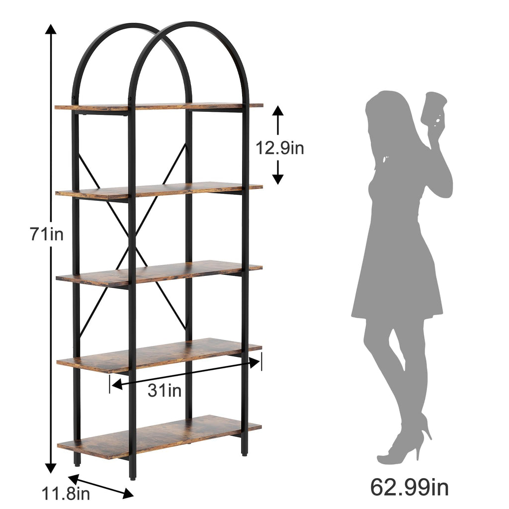 5 Tier Arched Bookshelf J889543