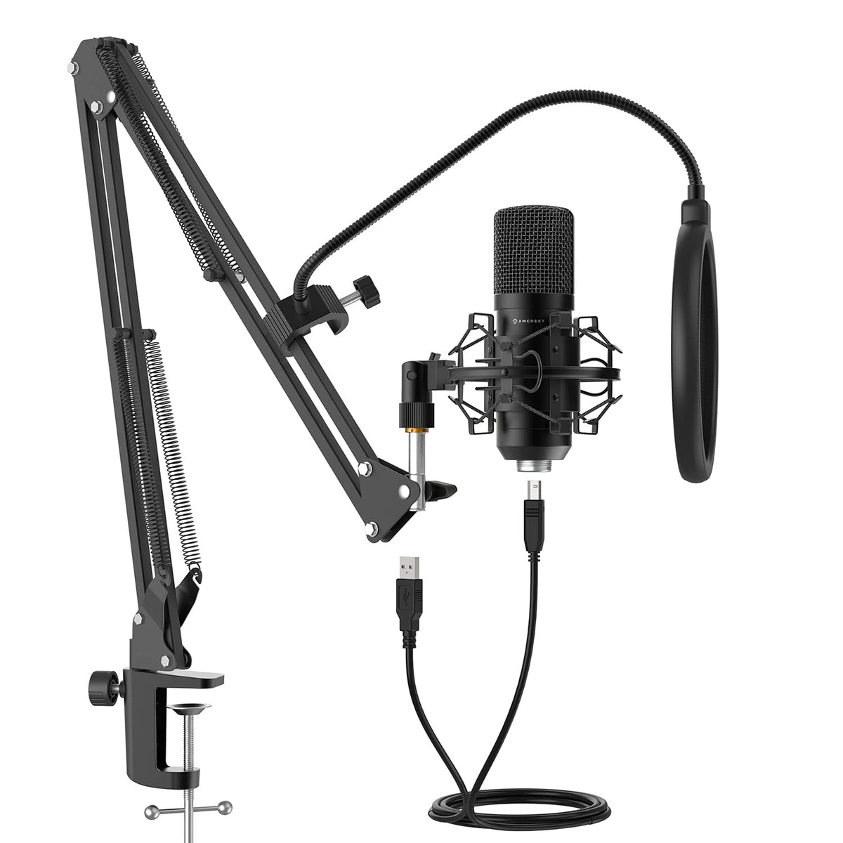 USB Microphone with Boom Arm, Pop-Filter, Shock Mount K803