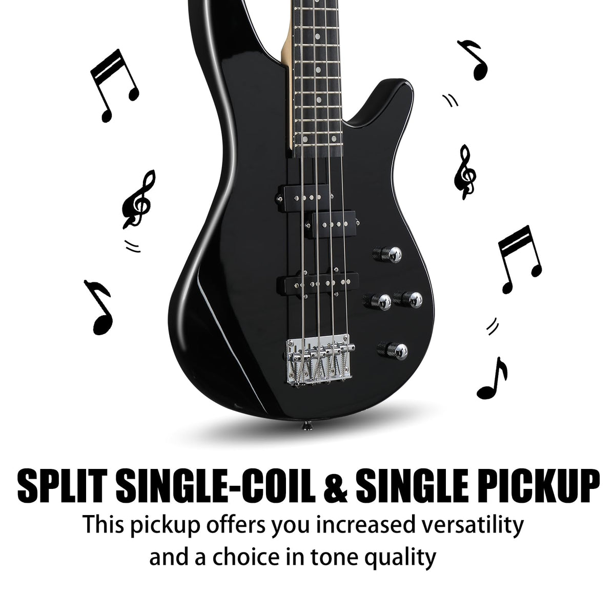 Electric Bass Guitar 4 String Kit Black I815