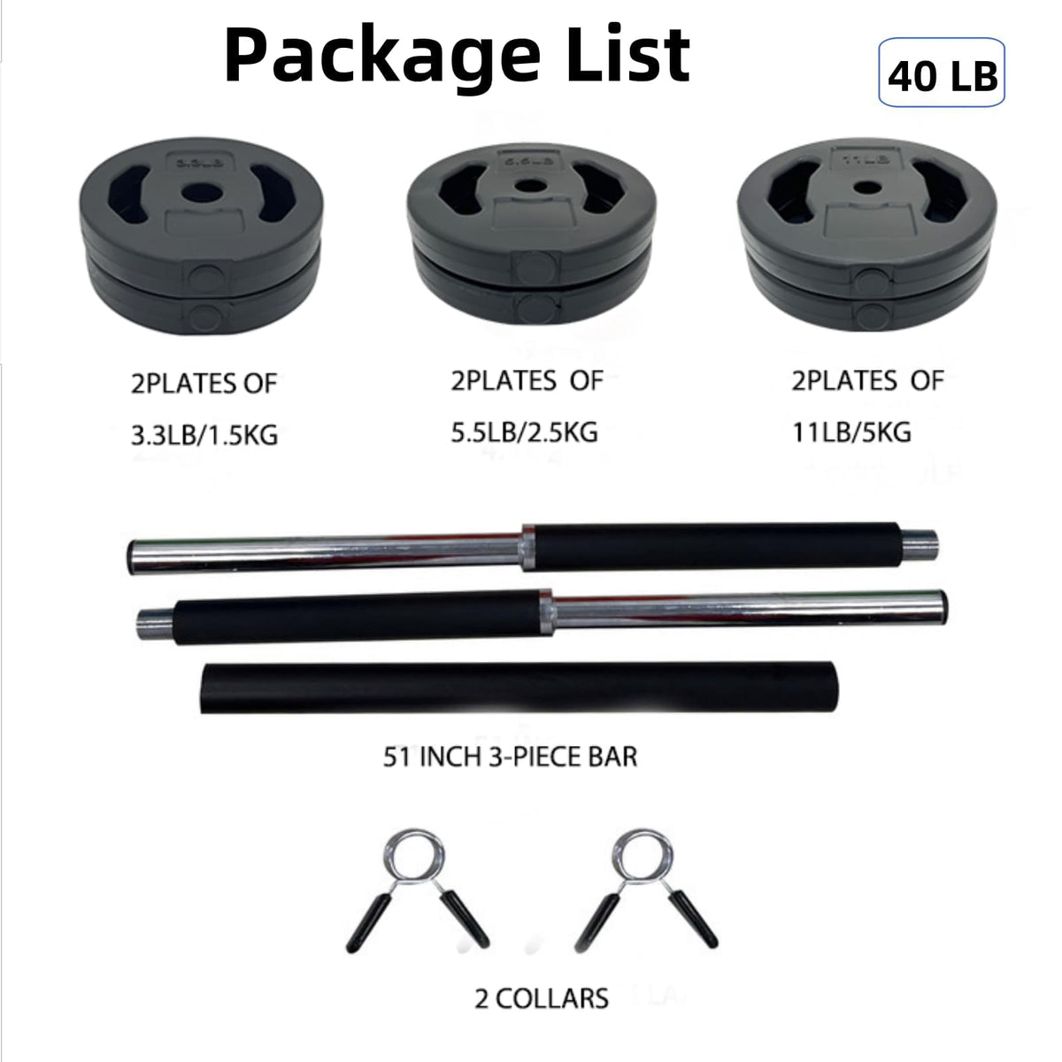 40 LB Adjustable Barbell Weight Set N7467