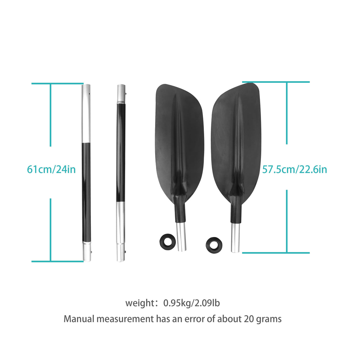 4 Pieces Aluminum Shaft PP Blade Kayak Paddle L6490