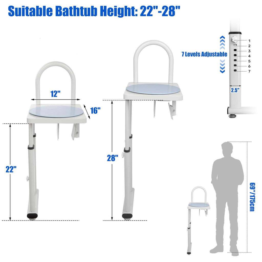 Heavy Duty Height Adjustable Shower Transfer Chair with Handrail N146