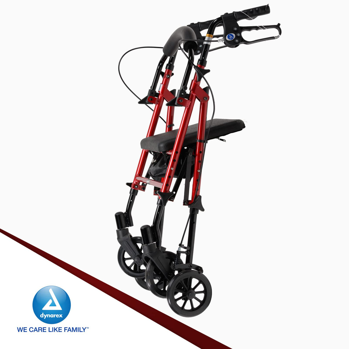 Foldable Aluminum Rollator with Adjustable Seat and Detachable Caster, Red T5487
