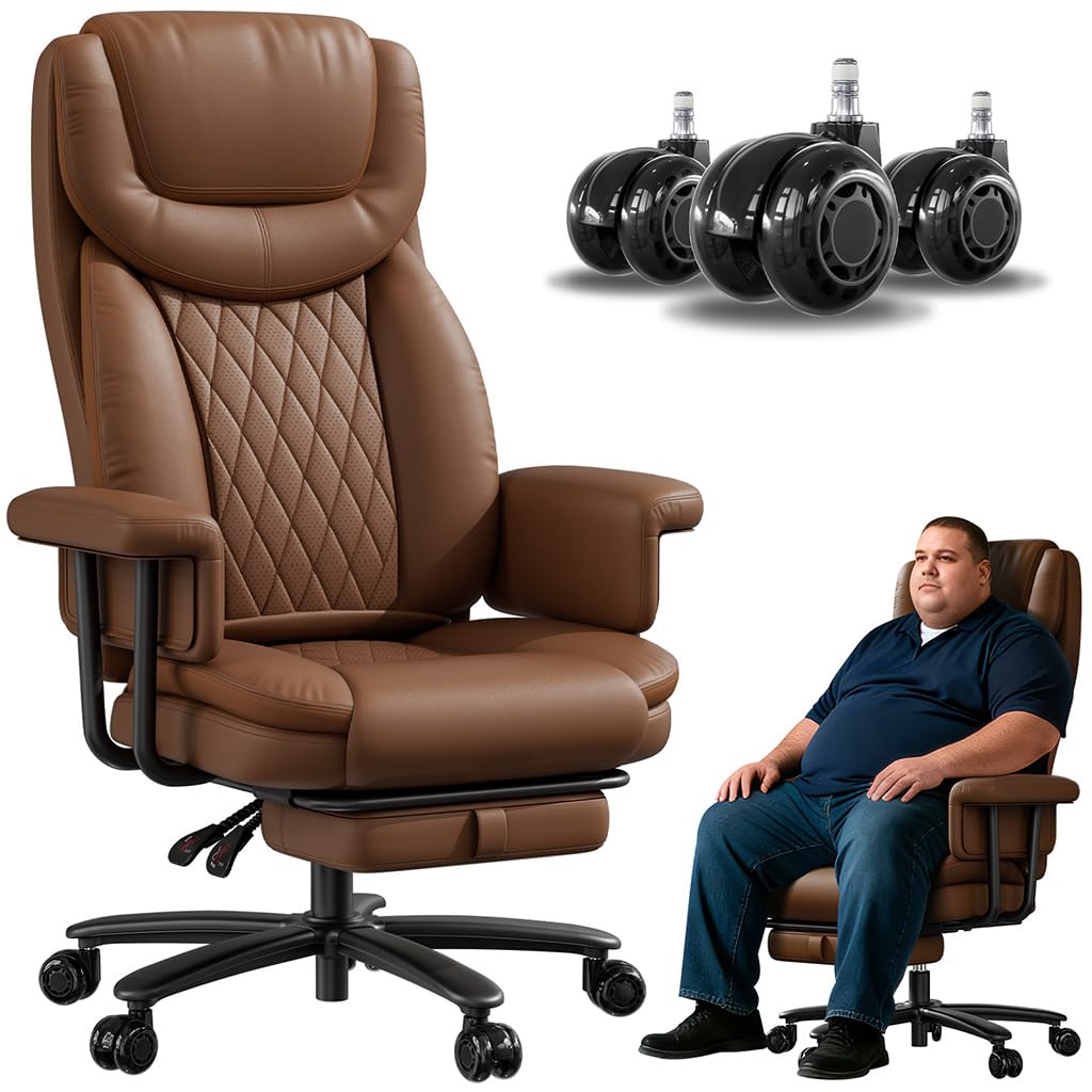 Big and Tall 500LBS Reclining Office Chair with Footrest V53956