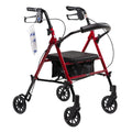 Foldable Aluminum Rollator with Adjustable Seat and Detachable Caster, Red T5487