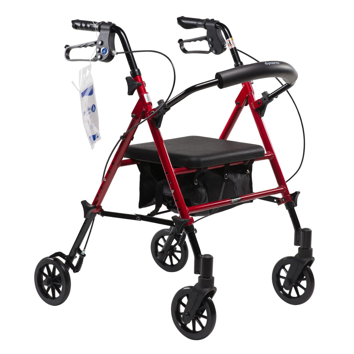 Foldable Aluminum Rollator with Adjustable Seat and Detachable Caster, Red T5487