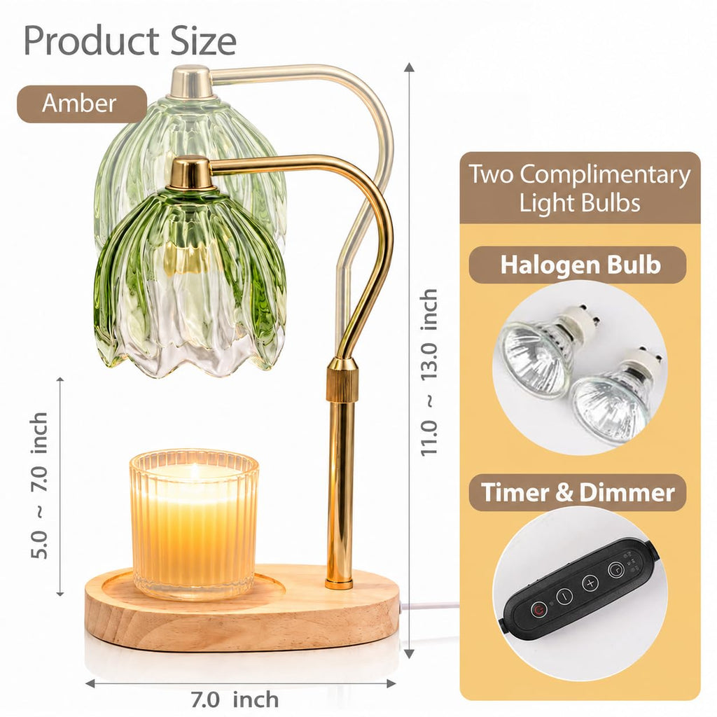 Green Dimmable Candle Warmer Lamp with Timer K652609
