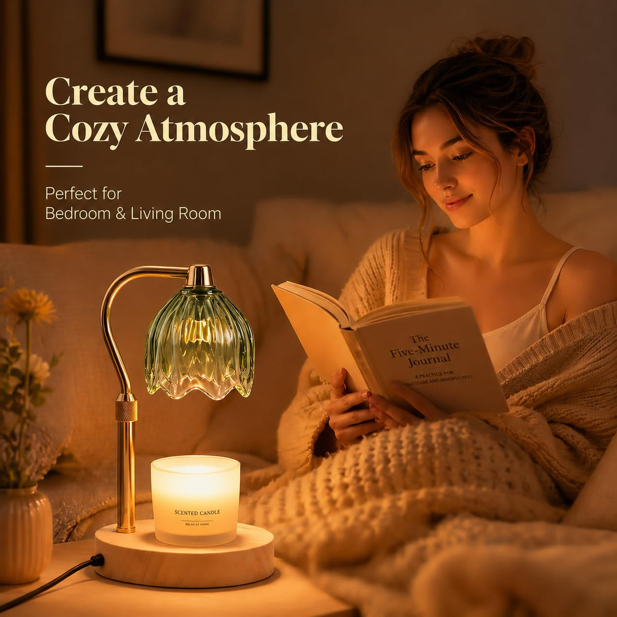 Green Dimmable Candle Warmer Lamp with Timer K652609