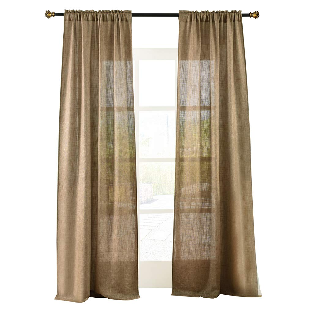 Soft Burlap Natural Tan Rod Pocket Window Curtain Panel 37" x 84" N31809