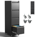 4 Drawer Black Metal File Cabinet with Lock K748