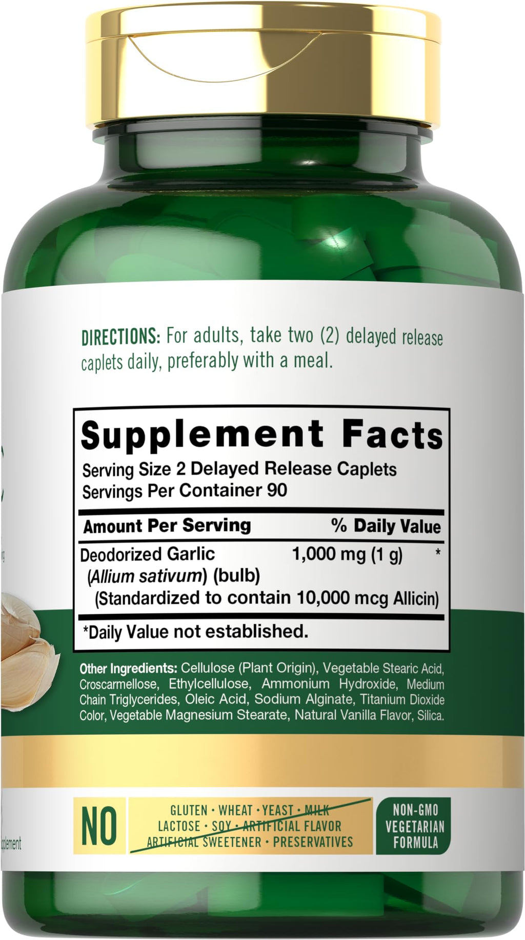 Odorless Garlic Supplement 1000mg 180 Caplets U943186