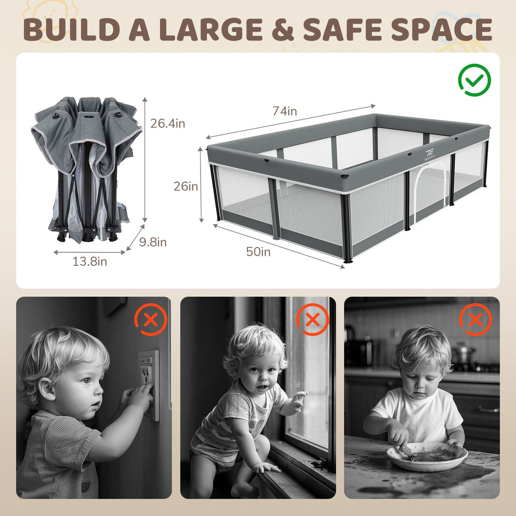 Foldable Baby Playpen with Mat Q882927
