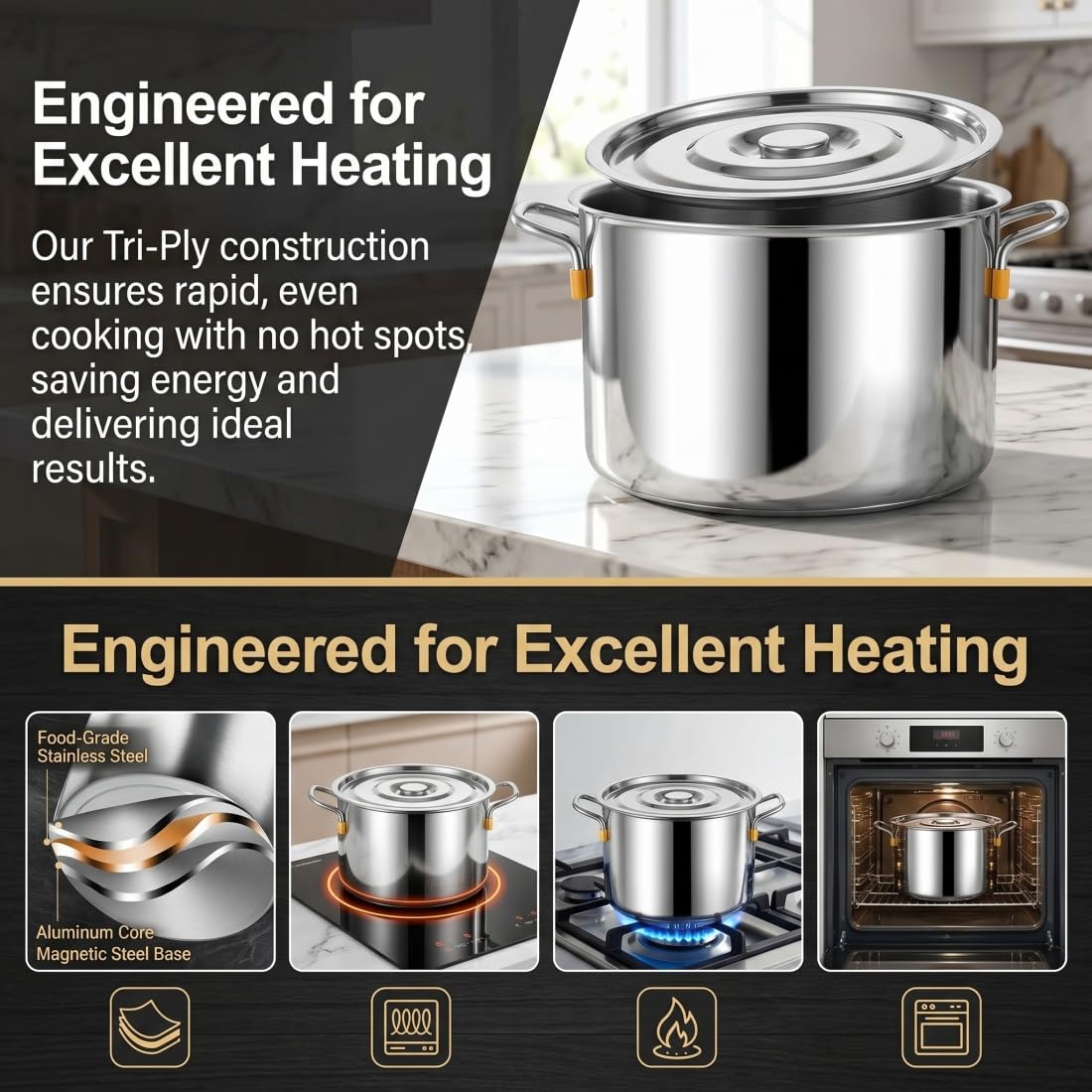 Stainless Steel Stock Pot with Lid F974
