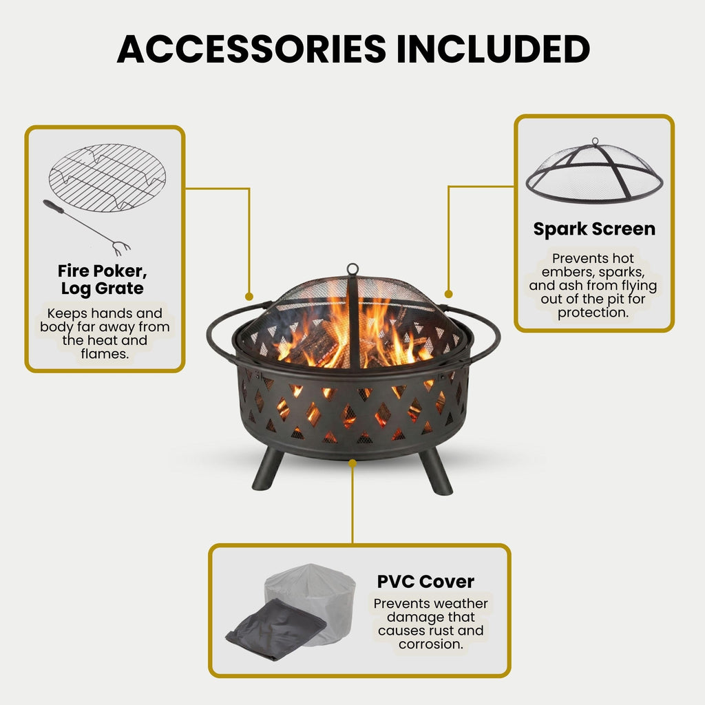 Black 32-Inch Outdoor Fire Pit R4271