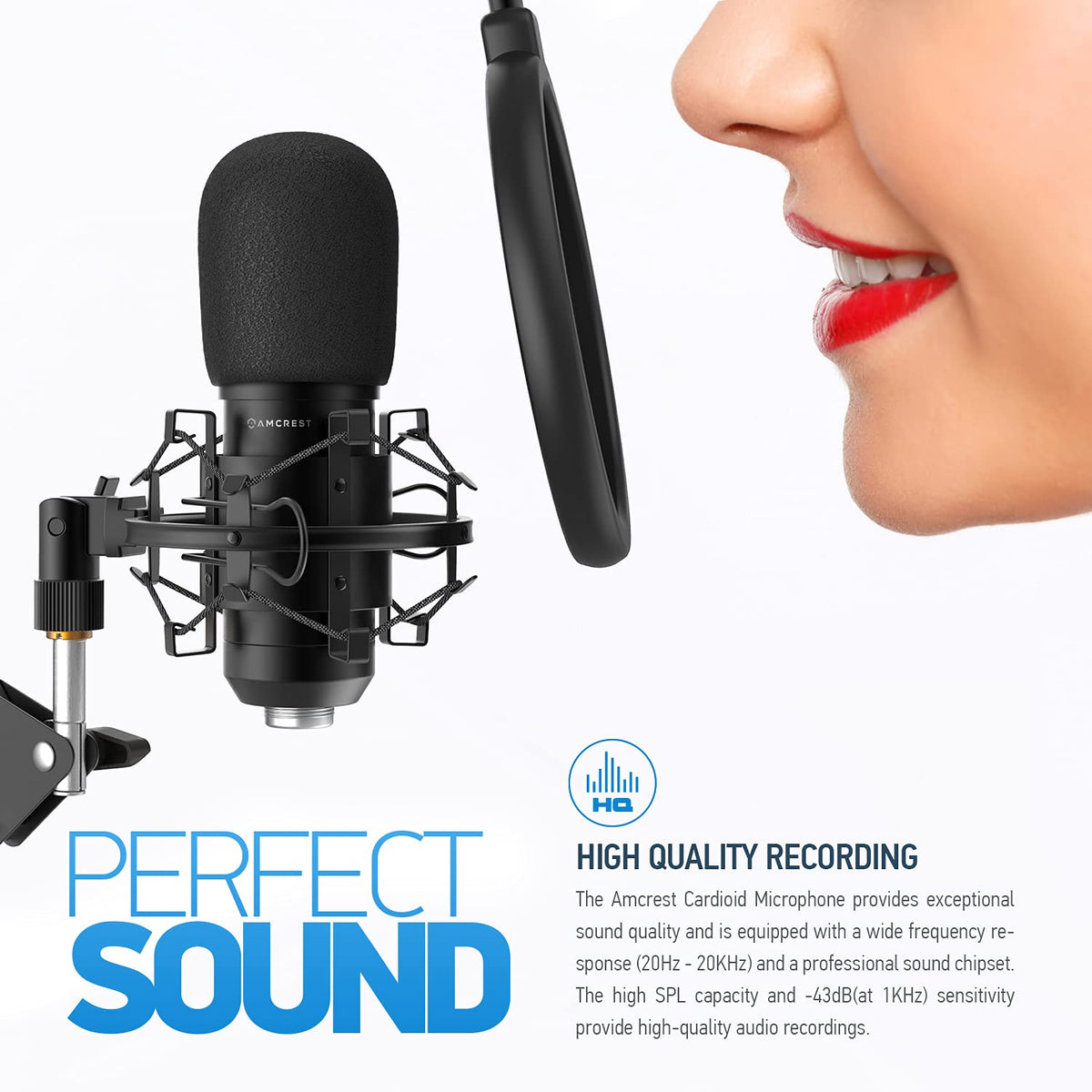 USB Microphone with Boom Arm, Pop-Filter, Shock Mount K803