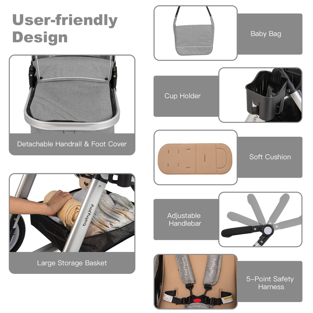 2-in-1 Convertible Bassinet Reclining Stroller I31529