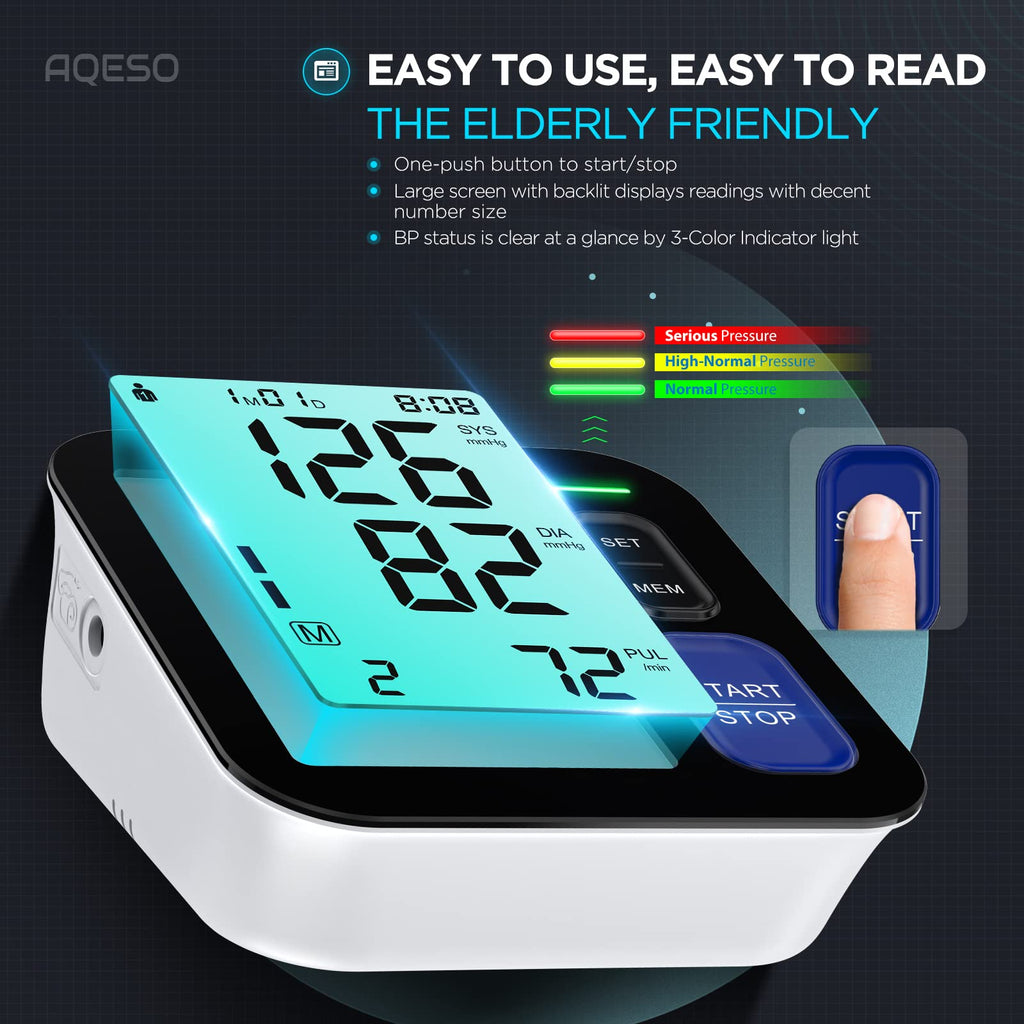 Upper Arm Blood Pressure Machine Medium/Large Cuff Automatic Digital BP Monitor Backlit LCD 2-User Mode O612286