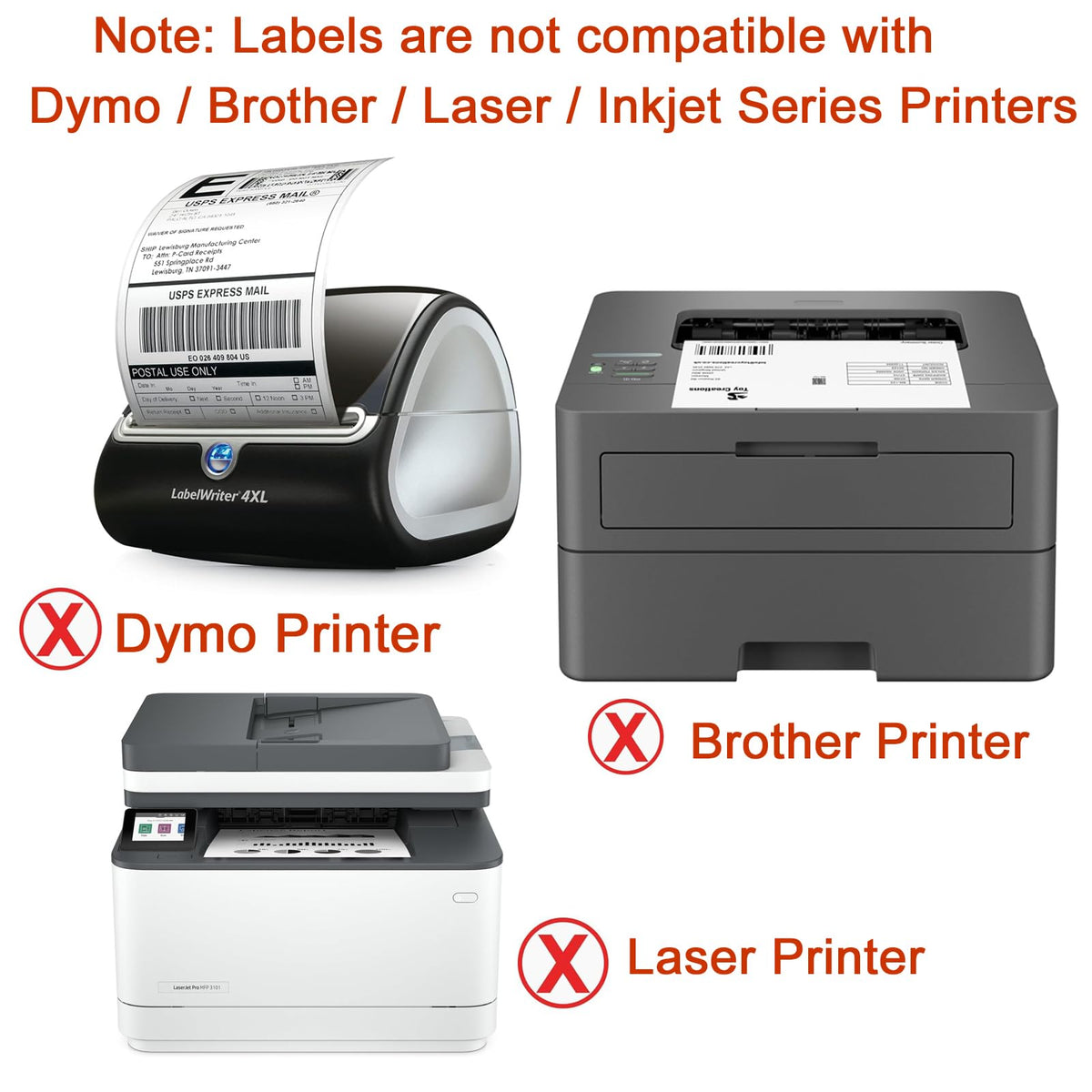 4"x 6" Direct Thermal Labels, 4 Rolls, 4000 Labels E53684