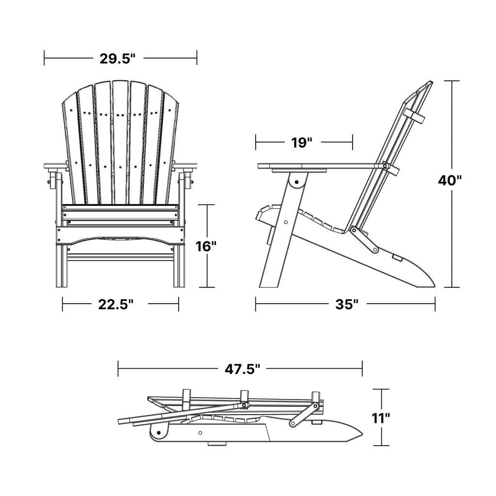 Aruba Blue Folding Adirondack Chair V241050