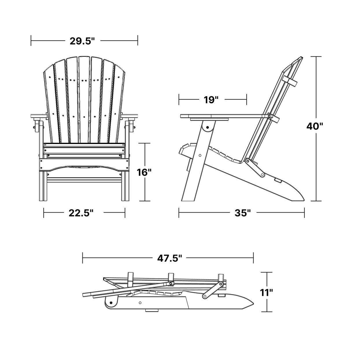 Aruba Blue Folding Adirondack Chair V241050