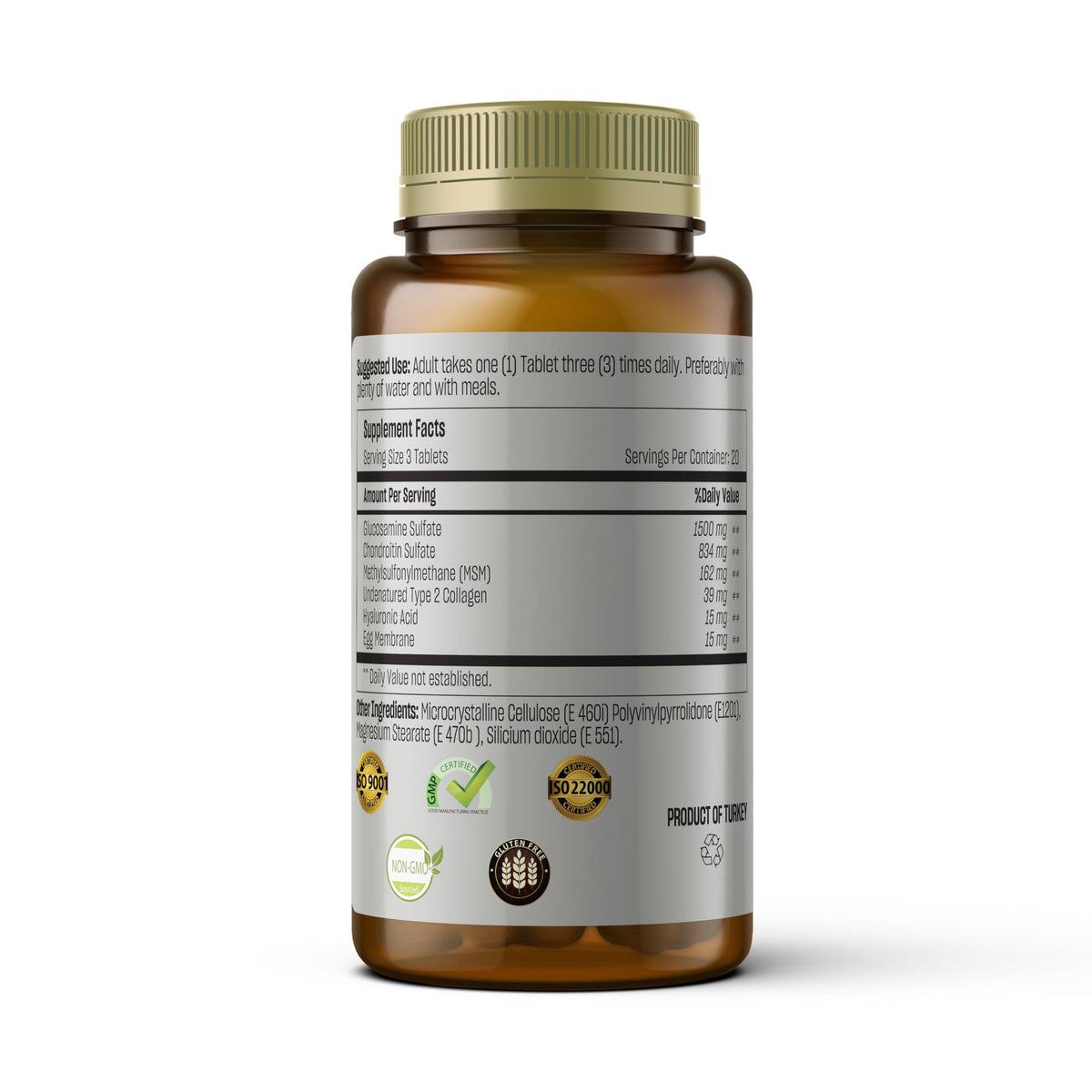 Glucosamine 1500 mg with Chondroitin MSM Collagen 60 Tablets R40661