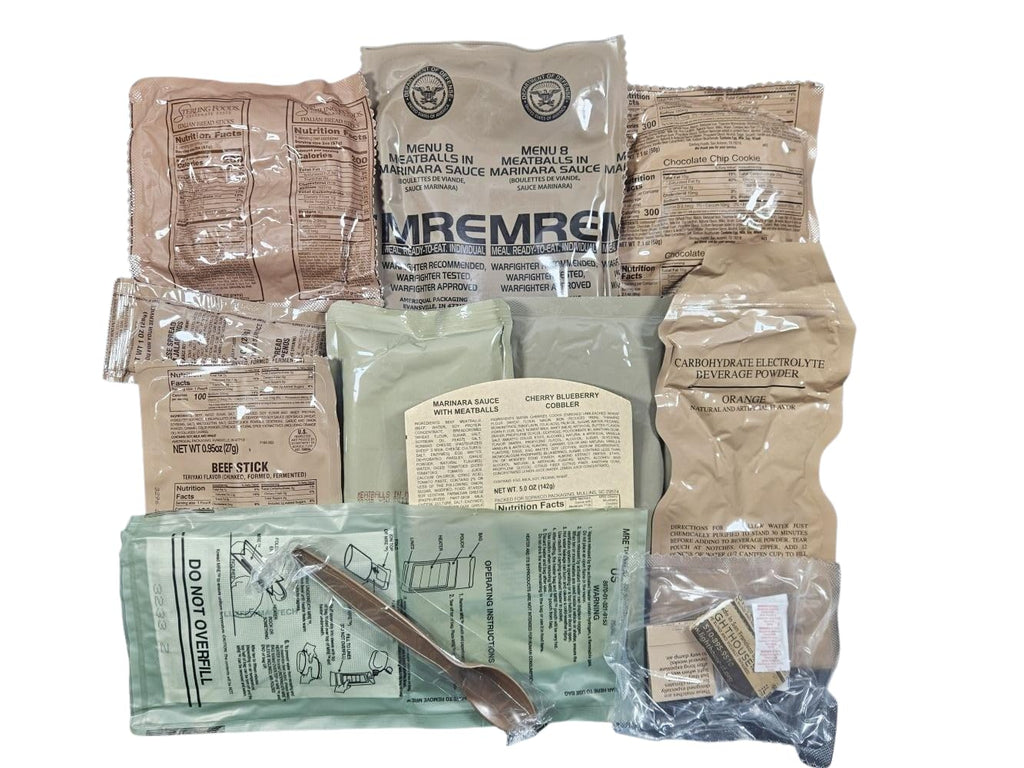 MRE Meal Ready to Eat with Entree Snacks Dessert Drink Mix Utensils Condiments G592
