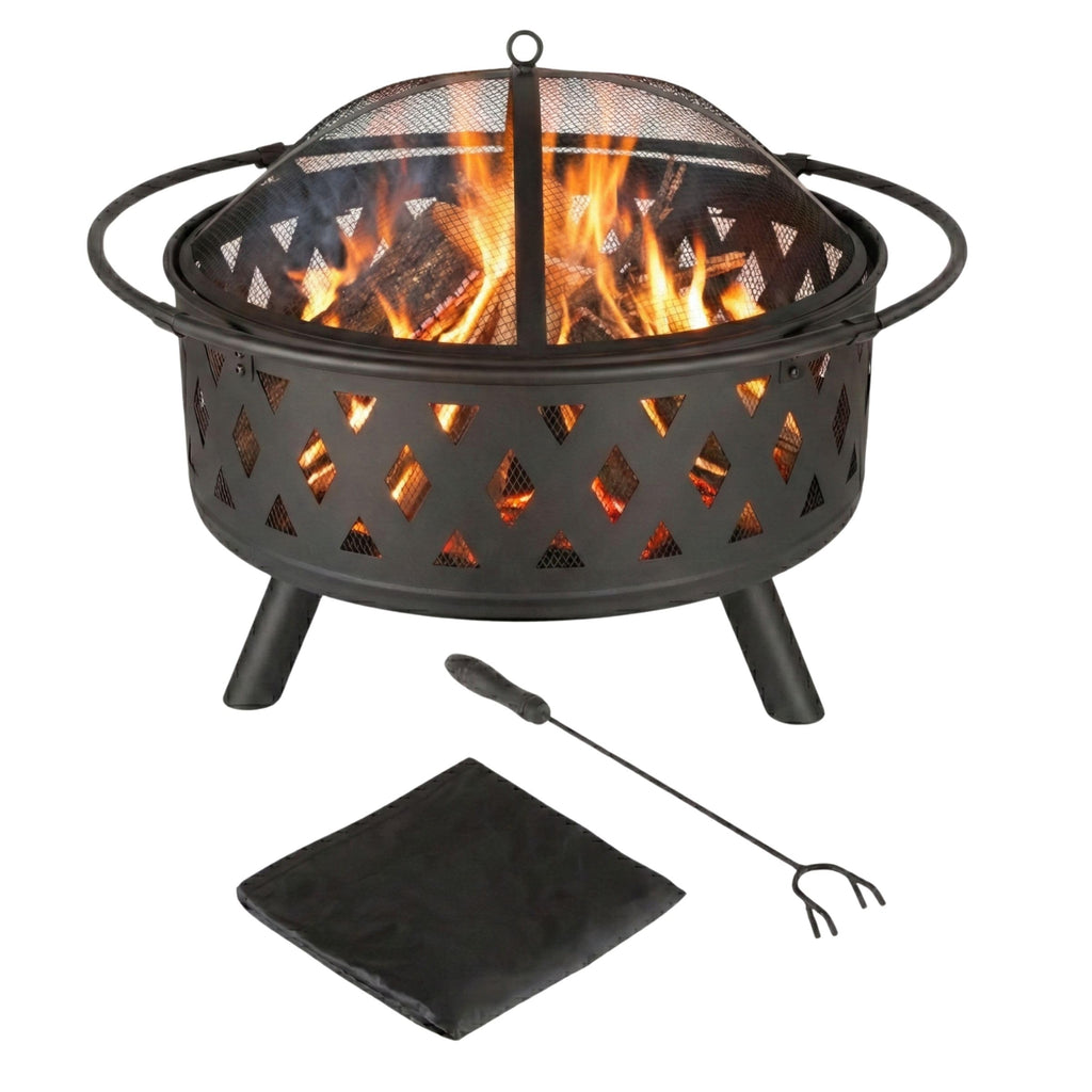 Black 32-Inch Outdoor Fire Pit R4271