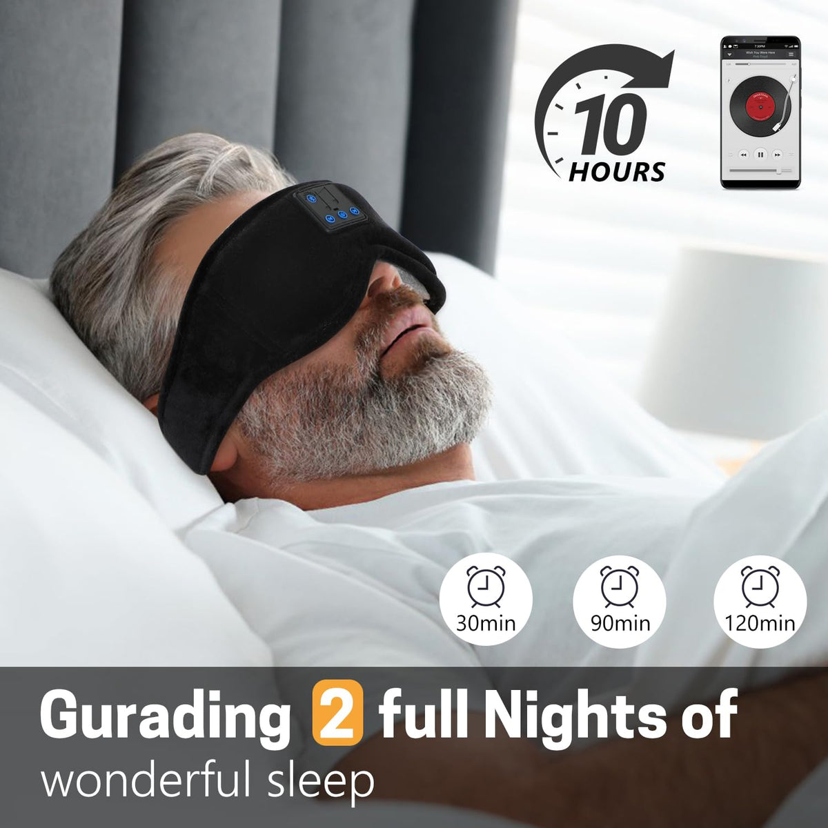 Sleep Mask with Bluetooth Headphones 3D Contour Blackout J4243