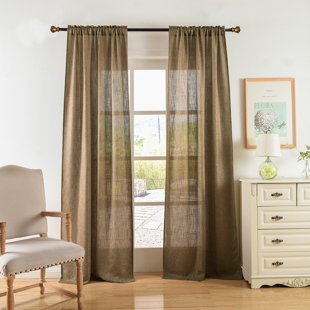 Soft Burlap Natural Tan Rod Pocket Window Curtain Panel 37" x 84" N31809