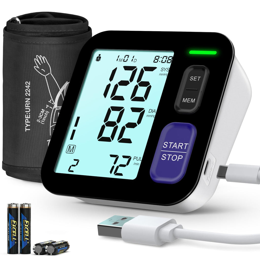 Upper Arm Blood Pressure Machine Medium/Large Cuff Automatic Digital BP Monitor Backlit LCD 2-User Mode O612286