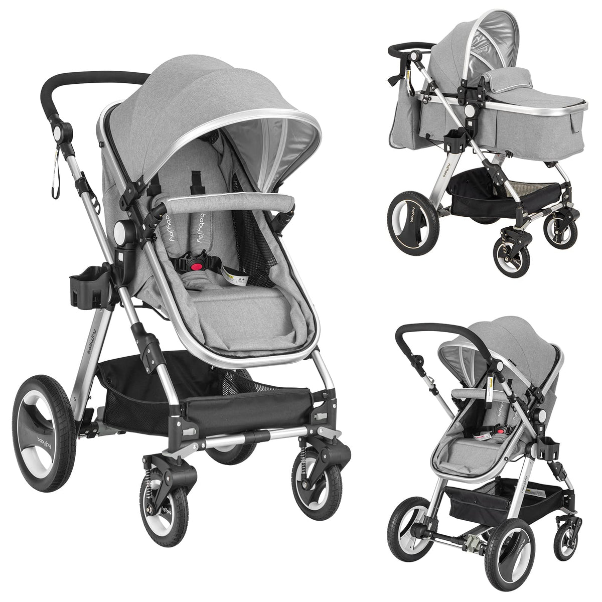 2-in-1 Convertible Bassinet Reclining Stroller I31529