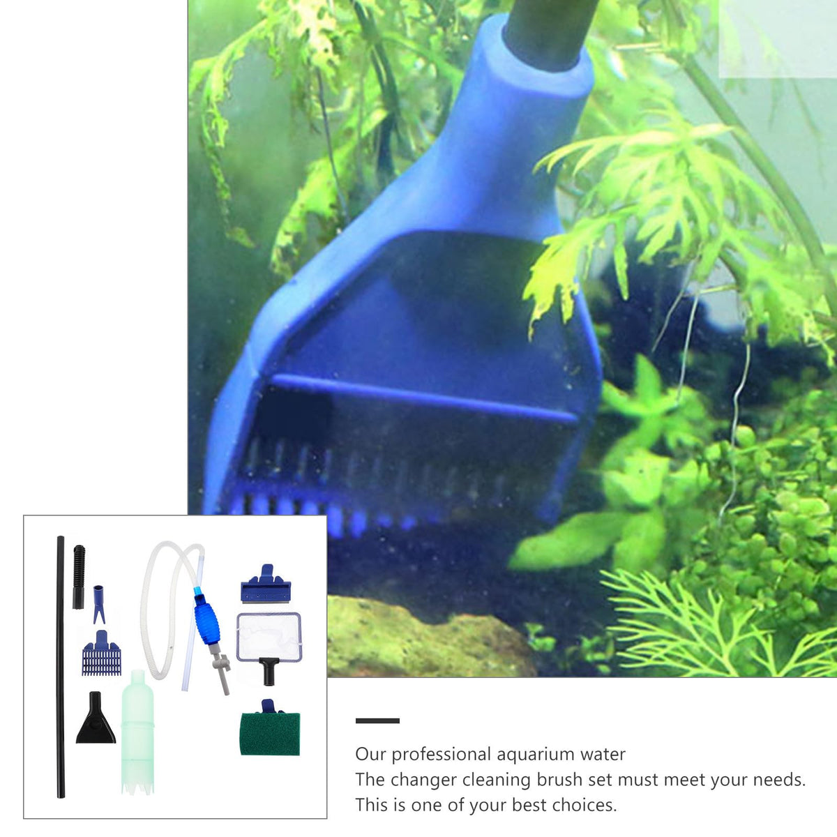 Fish Tank Cleaning Tool Set with 5 in 1 Brush Plastic Y749476