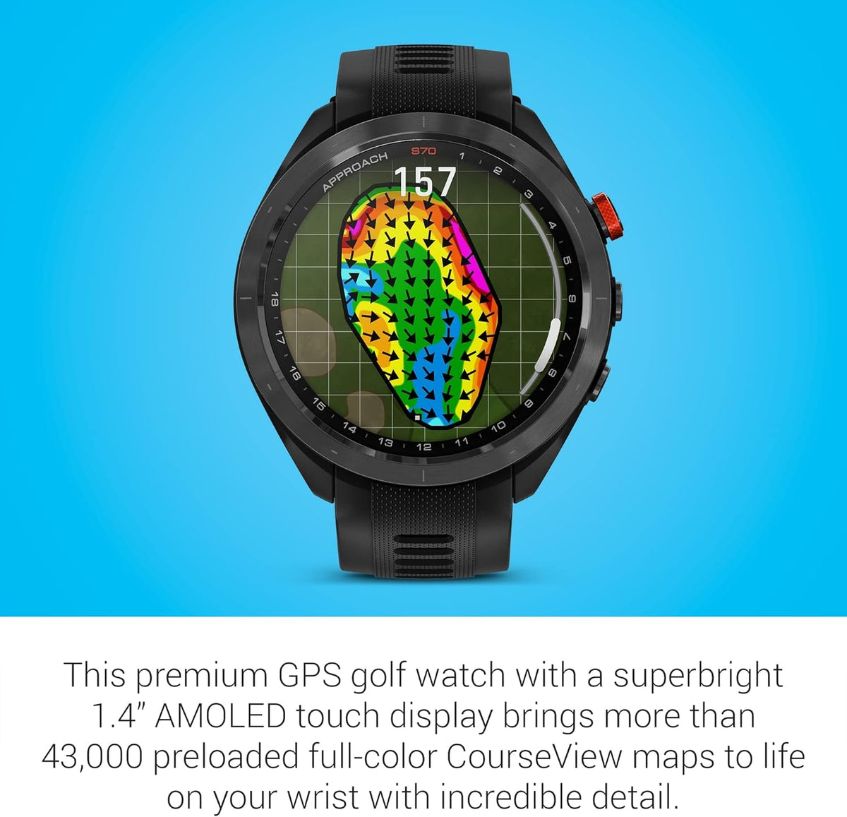 Black 47mm Golf GPS Smartwatch L625004