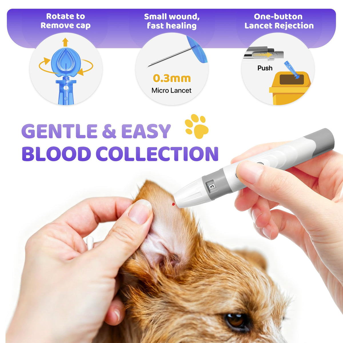 Pet Glucose Monitor Kit, 100 Strips+Lancets O693