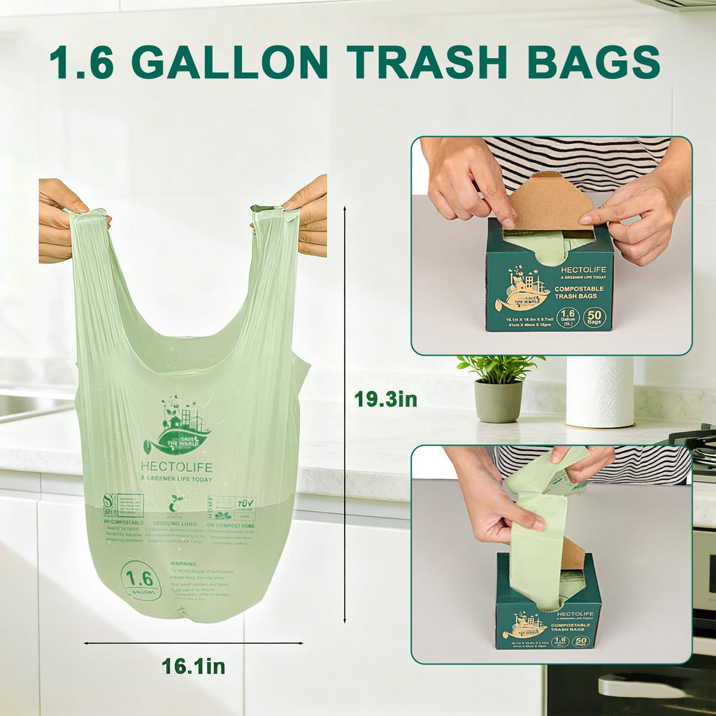 1.6 Gallon 100 Count Compostable Bags W612